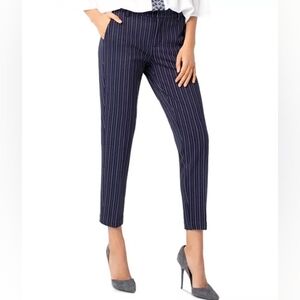 NWT Liverpool Los Angeles Navy Pinstripe Kelsey Trouser Ankle Pants - Size 8